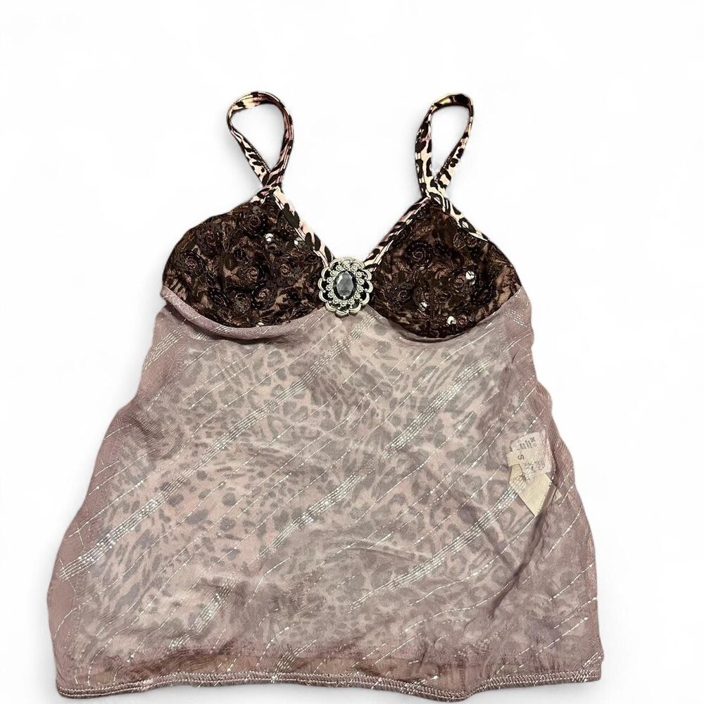 Vintage Women's Leopard Print Sparkly Cami